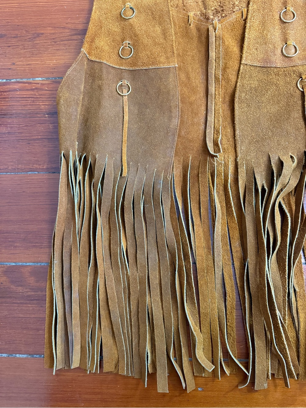 Vintage 70s Genuine Suede Leather Fringe Western Boho Festival Vest S/M 💛🍄 - Picture 8 of 11